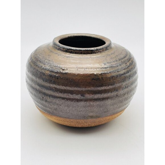 Studio Pottery Sandstone Two Tone Brown Glazed Small Vase - Picture 5 of 7